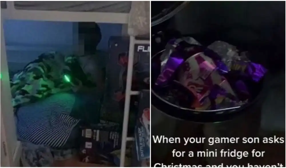 Descubre la verdadera razón por la que su hijo gamer le pidió una mini nevera como regalo. Foto: captura de TikTok.