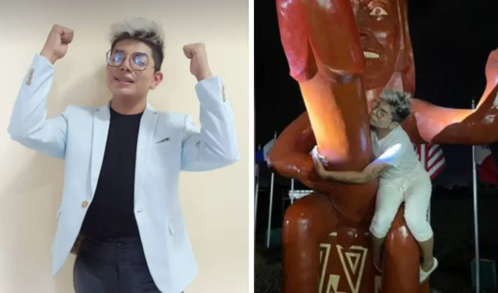 Bryan Arámbulo habló sobre su experiencia al posar junto a la escultura de huaco erótico. Foto: URPI- LR