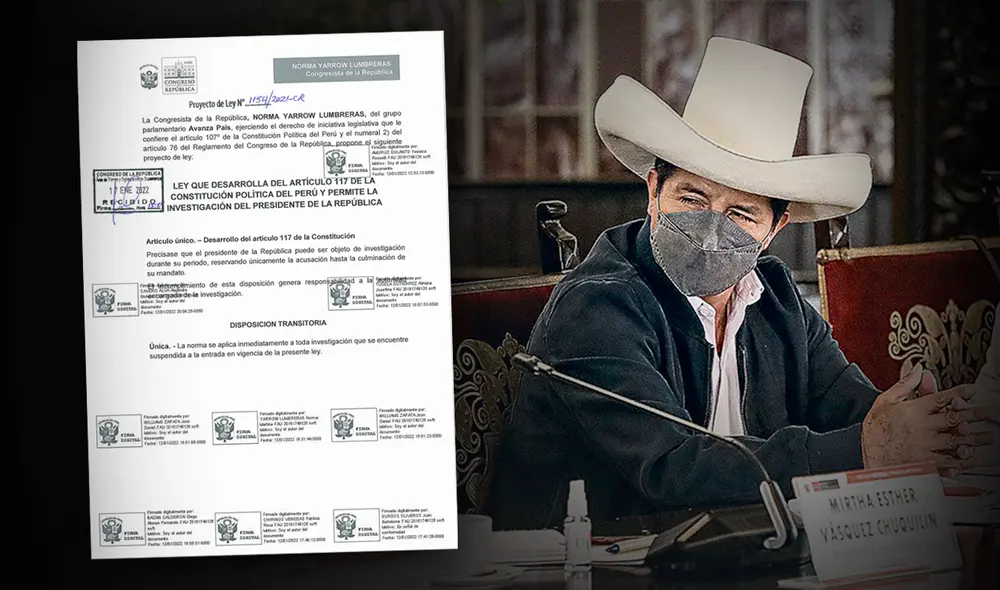 Las investigaciones contra el presidente Pedro Castillo están suspendidas por disposición de la fiscal de la Nación en base a la Constitución. Foto: composición de Fabrizio Ovideo/La República Las investigaciones contra el presidente Pedro Castillo están suspendidas por disposición de la fiscal de la Nación en base a la Constitución. Foto: composición de Fabrizio Ovideo/La República