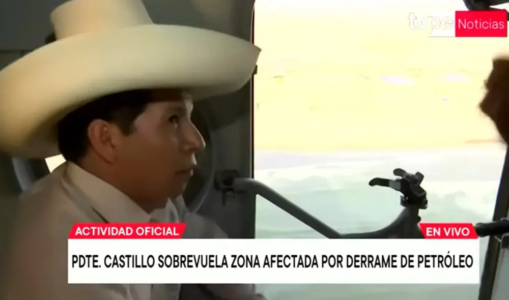 Mandatario viene supervisando los trabajos que se realizan para reducir el impacto del derrame de petróleo. Foto]: Captura de TV Perú