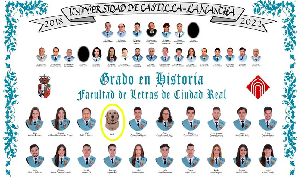 Desi en la orla de la última promoción del grado en Historia de la Universidad de Castilla-La Mancha. Foto: UCLM