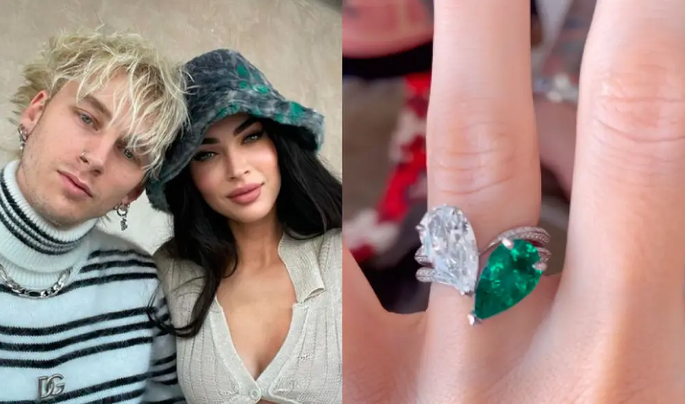 Pareja de Megan Fox impactó con el secreto que guarda el anillo de su prometida. Foto: composición Megan Fox, Machine Gun Kelly/Instagram.