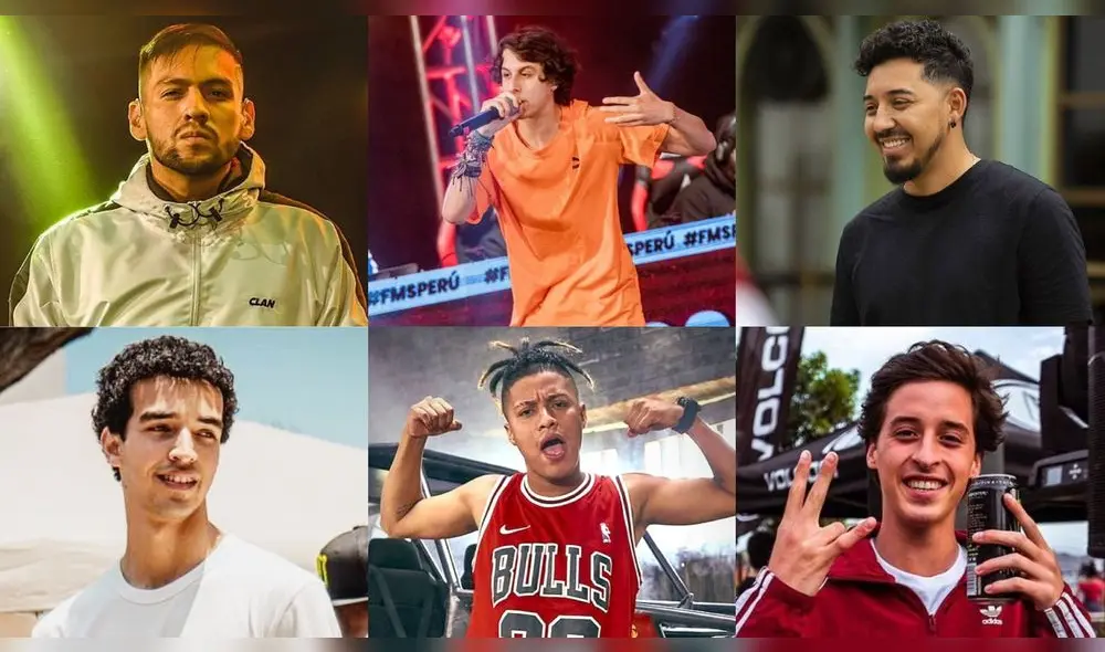 Stick, Jaze, Lokillo, Xplain, Blaximental y Venti en la fecha 3 de FMS. Foto: composición Urban Roosters Stick, Jaze, Lokillo, Xplain, Blaximental y Venti en la fecha 3 de FMS. Foto: composición Urban Roosters