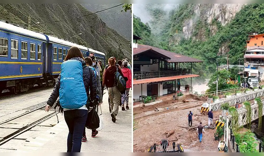 Cusco. Suspenden servicio de tren hacia Machupicchu por aluvión del río Alcamayo. Foto: Composición La República / Municipalidad de Ollantaytambo