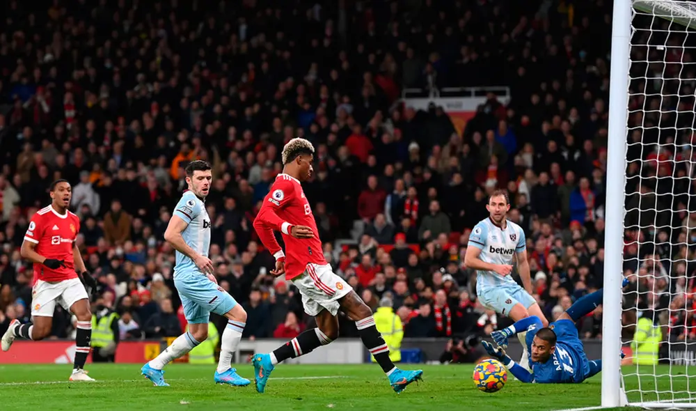 Marcus Rashford ingresó en la segunda mitad y anotó el gol de la victoria del United ante el West Ham. Foto: AFP