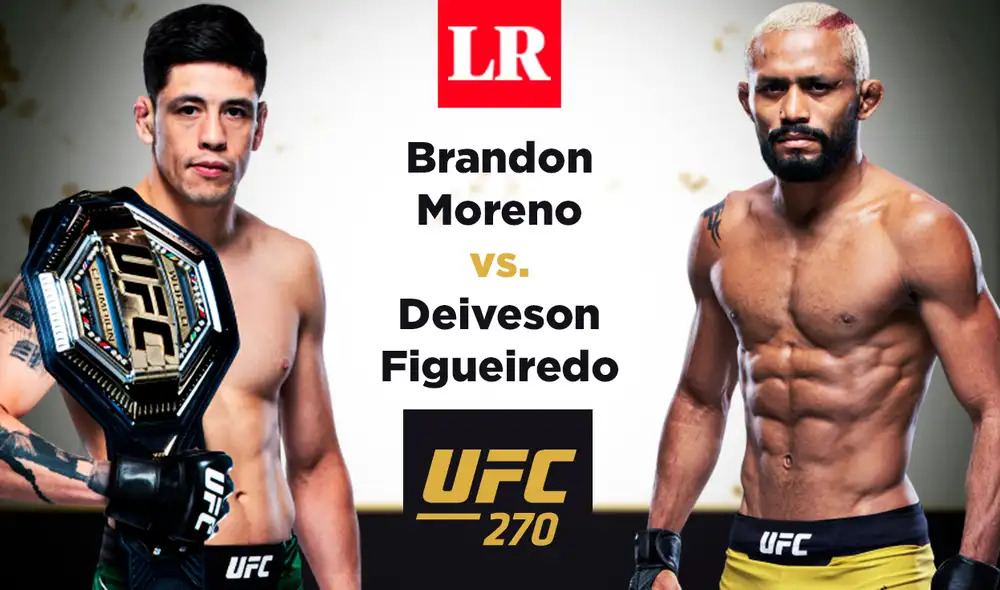 Brandon Moreno vs. Deiveson Figueiredo uno de los duelos estelares de la UFC 270. Foto: composición LR Brandon Moreno vs. Deiveson Figueiredo uno de los duelos estelares de la UFC 270. Foto: composición LR