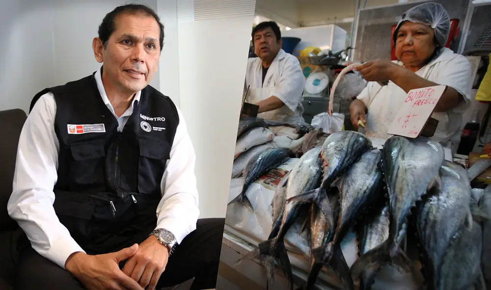 Jorge Luis Prado, ministro de la Producción, indicó que mostraría las buenas condiciones de los pescados comiendo chicharrón y sudado preparados con estos mismos productos. Foto: composición LR Jorge Luis Prado, ministro de la Producción, indicó que mostraría las buenas condiciones de los pescados comiendo chicharrón y sudado preparados con estos mismos productos. Foto: composición LR