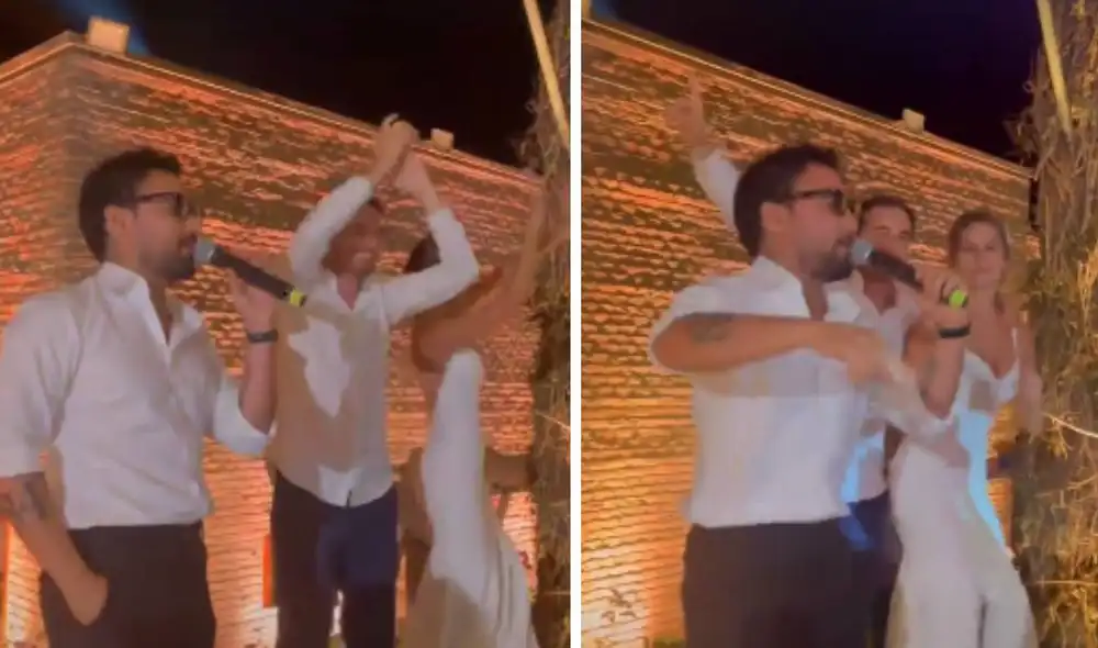 En sus redes sociales, Ezio Oliva compartió imágenes del momento en que cantó en la boda de su amigo. Foto: Instagram