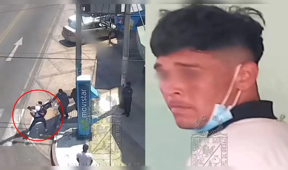 El sujeto fue intervenido por vigilantes del establecimiento. Sin embargo, en un descuido logró escapar. Luego, fue capturado con ayuda de las cámaras. Foto: composición LR/captura video MPT El sujeto fue intervenido por vigilantes del establecimiento. Sin embargo, en un descuido logró escapar. Luego, fue capturado con ayuda de las cámaras. Foto: composición LR/captura video MPT