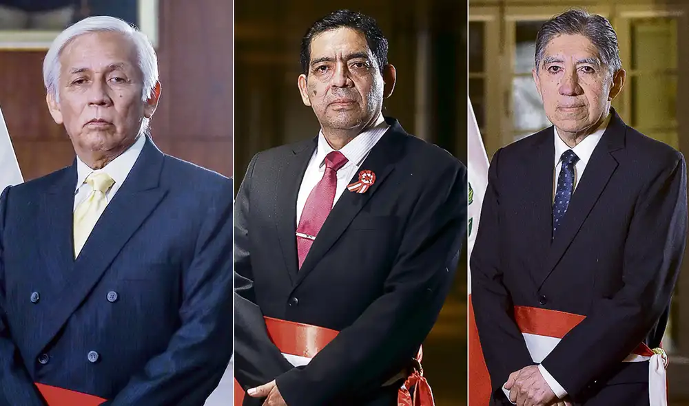 En riesgo. El ministro de Energía y Minas, Eduardo González; el del Ambiente, Rubén Ramírez, y el de Interior, Avelino Guillén, son los titulares de cartera cuestionados por la oposición. Foto: composición/difusión