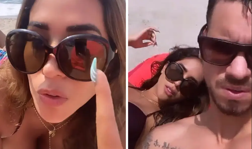 El día de playa de Melissa Paredes y Anthony Aranda terminó con un doloroso incidente para la conductora. Foto: Melissa Paredes/Instagram