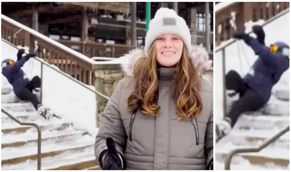 Los internautas no pudieron evitar bromear sobre la esquiadora. Foto: captura de YouTube. Los internautas no pudieron evitar bromear sobre la esquiadora. Foto: captura de YouTube.