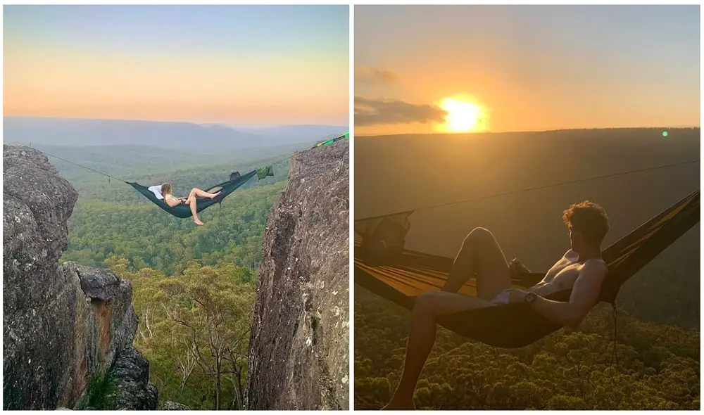 Sam dijo: "He estado soñando con hacer esto durante años, solo necesitaba encontrar el acantilado con la forma correcta". Foto: captura de TikTok Sam dijo: "He estado soñando con hacer esto durante años, solo necesitaba encontrar el acantilado con la forma correcta". Foto: captura de TikTok