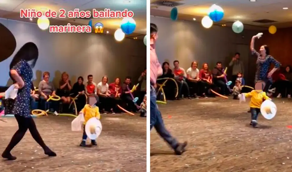 Un pequeño no contuvo su emoción y se colocó en medio de la pista para imitar a sus padres, quienes trataron de sorprender a los invitados con su talento. Foto: captura de YouTube Un pequeño no contuvo su emoción y se colocó en medio de la pista para imitar a sus padres, quienes trataron de sorprender a los invitados con su talento. Foto: captura de YouTube