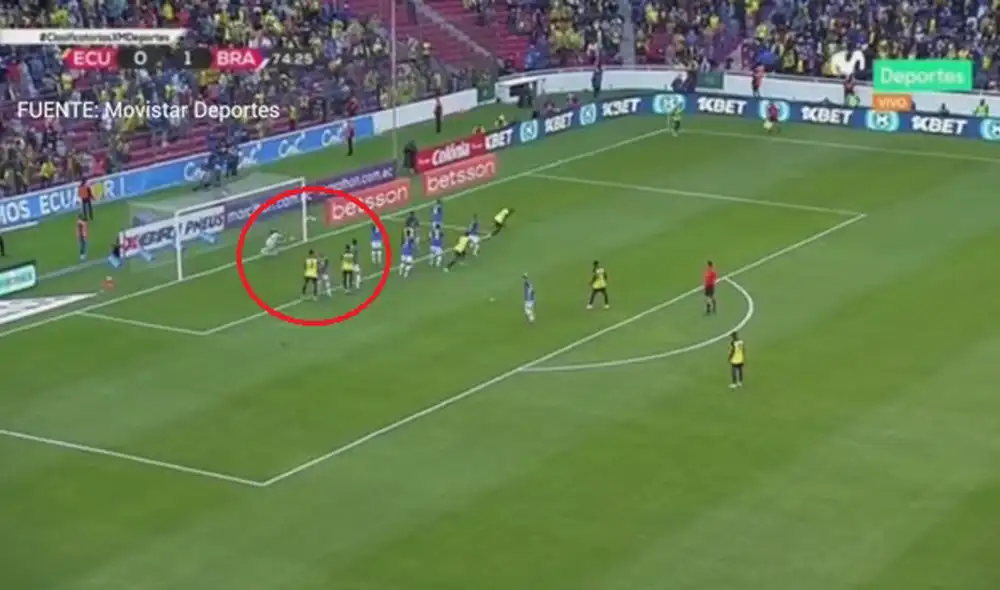 Brasil vs. Ecuador: Felix Torres igualo el marcador en Quito. Foto: Captura Movistar Deportes