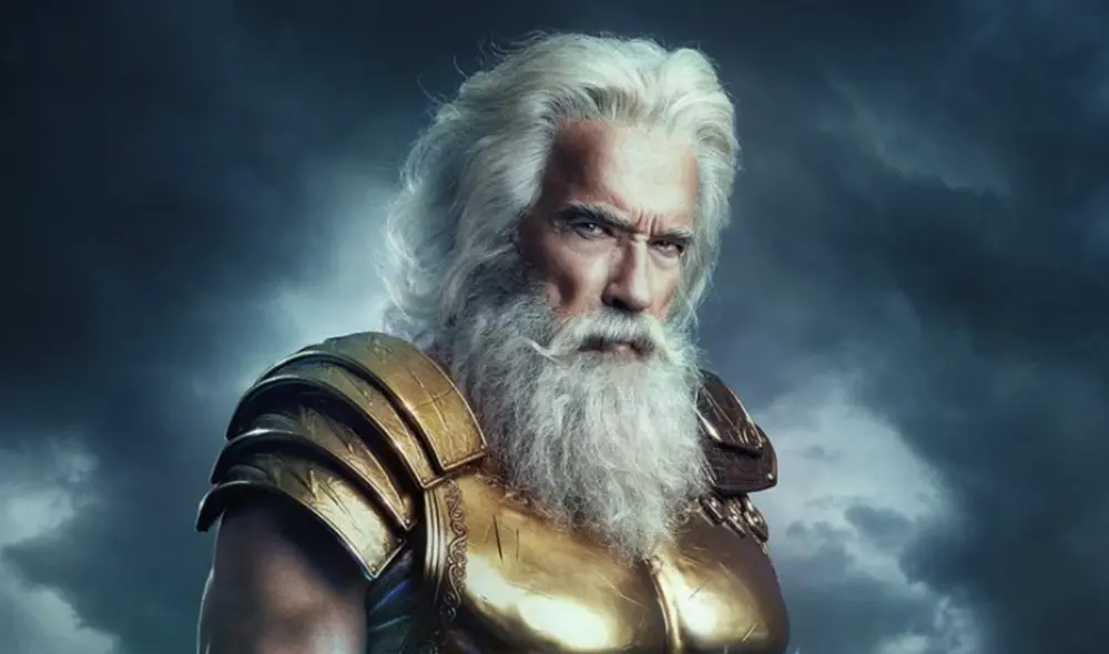 Arnold Schwarzenegger publicó un fan art en el que luce como el temible Zeus. Foto: Twitter Arnold Schwarzenegger publicó un fan art en el que luce como el temible Zeus. Foto: Twitter