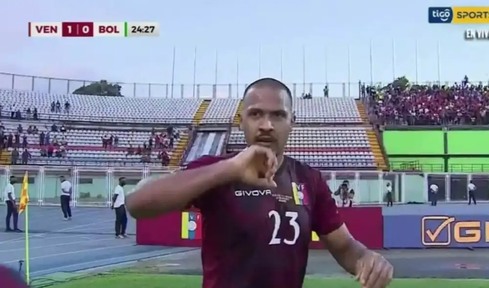 Rondón anotó el 1-0 de la selección vinotinto. Foto: captura Tigo Sports. Rondón anotó el 1-0 de la selección vinotinto. Foto: captura Tigo Sports.