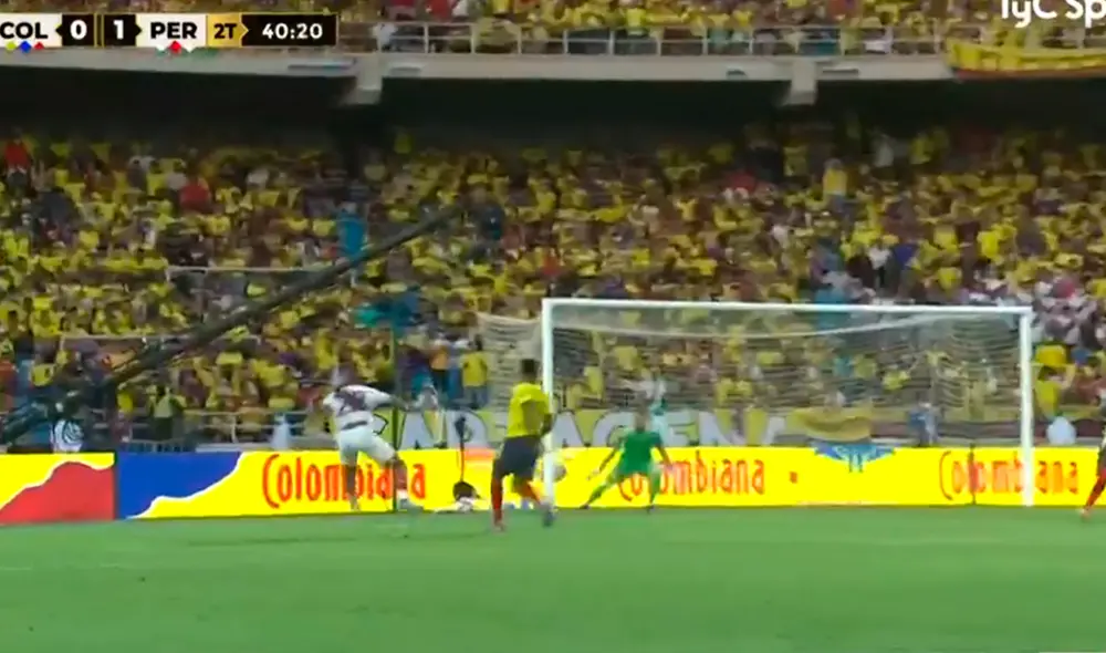 Edison Flores puso el 1-0 de Perú ante Colombia. Foto: captura América TV Edison Flores puso el 1-0 de Perú ante Colombia. Foto: captura América TV