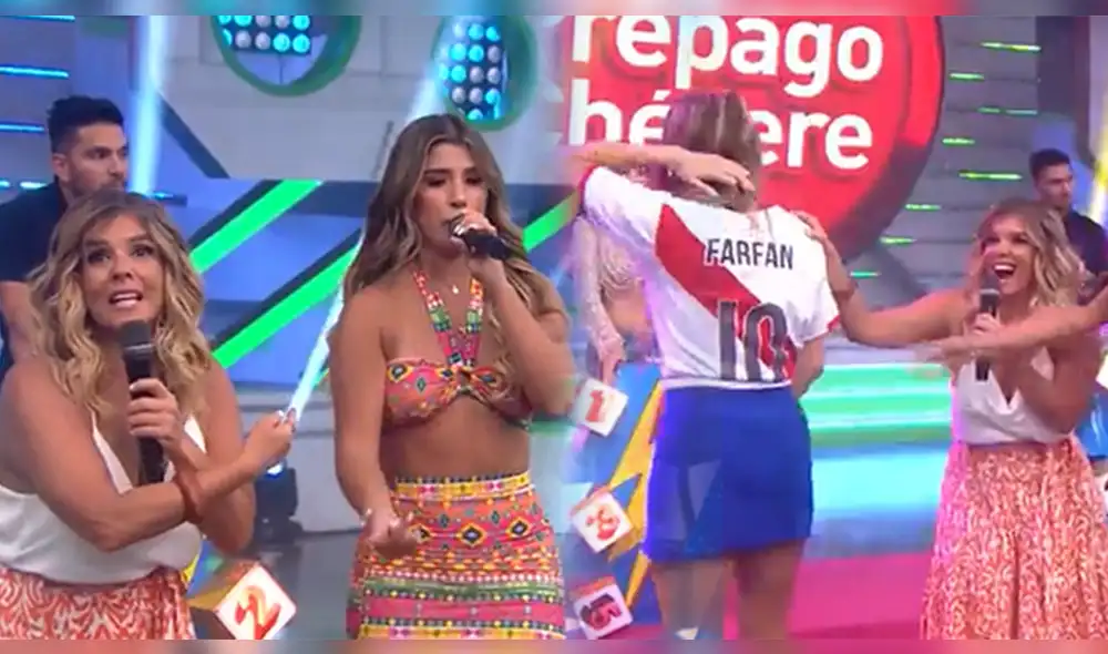 Yahaira Plasencia no imaginó que Johanna San Miguel la pondría en aprietos al preguntarle si recordaba a su expareja al cantar el tema musical en cuestión. Foto: composición/captura América TV
