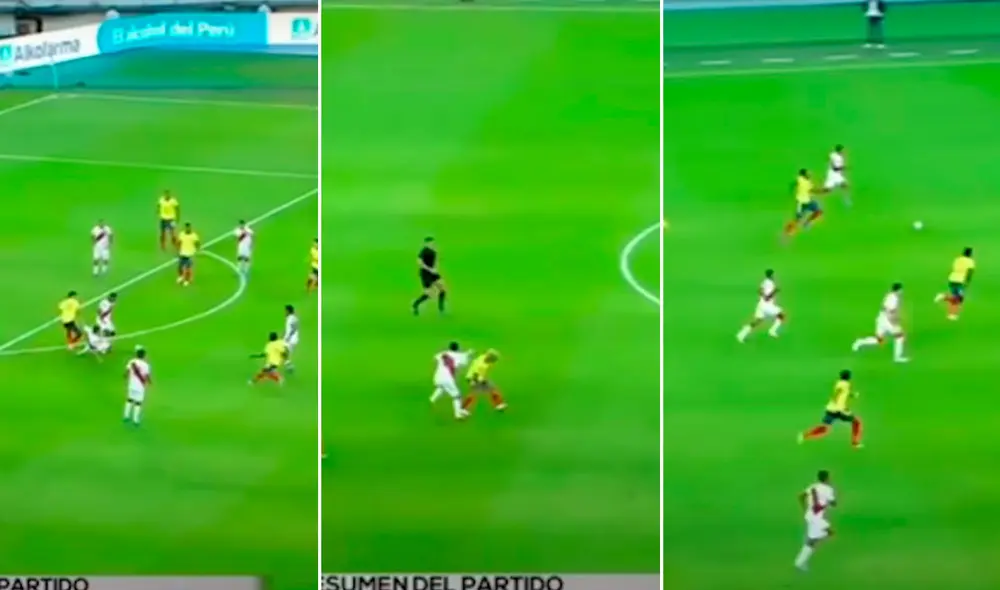 Así fue la secuencia de la jugada que terminó en gol de Edison Flores. Foto: captura/Movistar Deportes