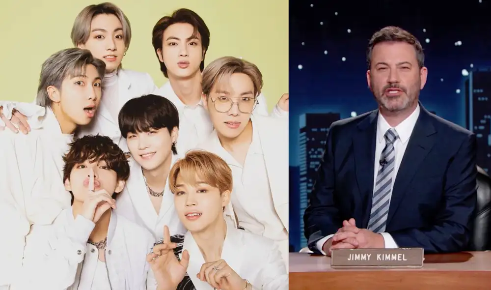 Jimmy Kimmel es uno de los famosos presentes en la 'lista negra' de ARMY, el fandom de BTS. Foto: composición Hybe / ABC