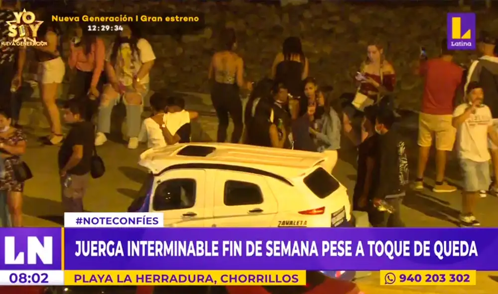 Tercera ola. En la playa La Herradura, Chorrillos, y en Punta Hermosa no se respetan los protocolos de la bioseguridad contra la COVID-19 ni el toque de queda que regía hasta el último fin de semana. Foto: captura de Latina