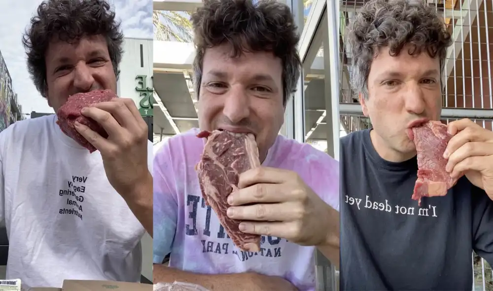 Hombre prueba un ‘experimento con carne cruda’ para ver cuánto tiempo puede sobrevivir. Foto: captura de redes. Hombre prueba un ‘experimento con carne cruda’ para ver cuánto tiempo puede sobrevivir. Foto: captura de redes.