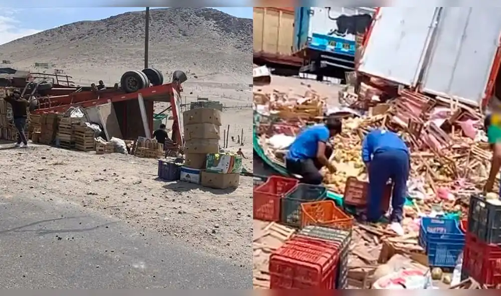 Un camión llegó al lugar para continuar con el trasladado de la mercadería hacia Arequipa. Foto: composición LR/difusión/Frase Corta
