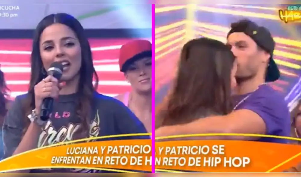 Luciana Fuster y Patricio Parodi estuvieron cerca de darse un beso durante dinámica de Esto es Habacilar. Foto: composición/captura de América TV