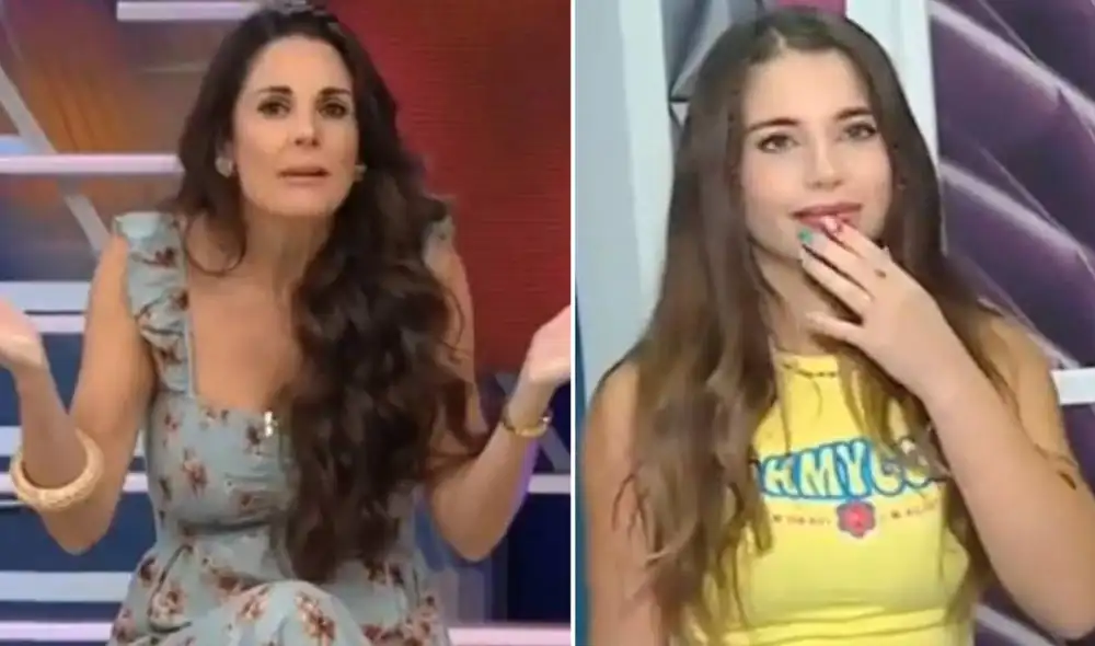Rebeca Escribens no perdió la oportunidad de bromear con las declaraciones de Flavia Laos. Foto: composición América TV Rebeca Escribens no perdió la oportunidad de bromear con las declaraciones de Flavia Laos. Foto: composición América TV
