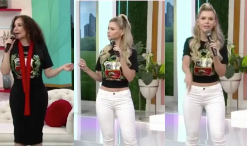 Brunella Horna fue troleada por Janet Barboza durante el programa América hoy cuando comentaban sobre el partido Perú vs. Ecuador. Foto: América hoy/captura