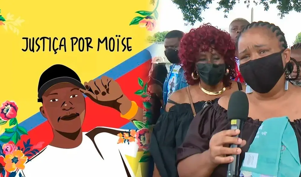 Madre de Moïse Kabagambe declarando tras la muerte de su hijo. Foto: composición LR/Globo