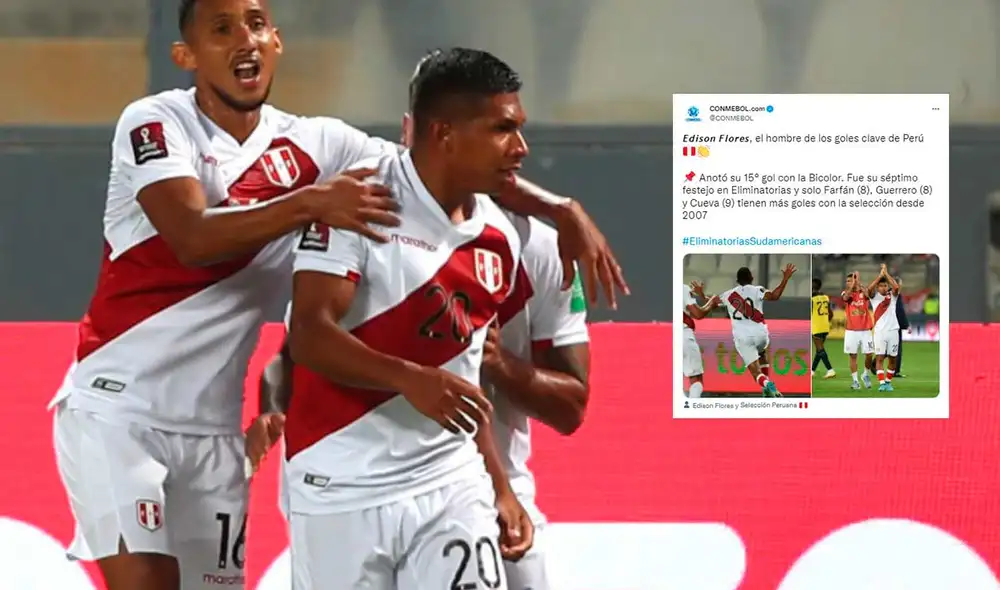 Edison Flores es el segundo máximo goleador en la era Gareca con 15 anotaciones. Solo lo supera Guerrero. Foto: Twitter Selección peruana