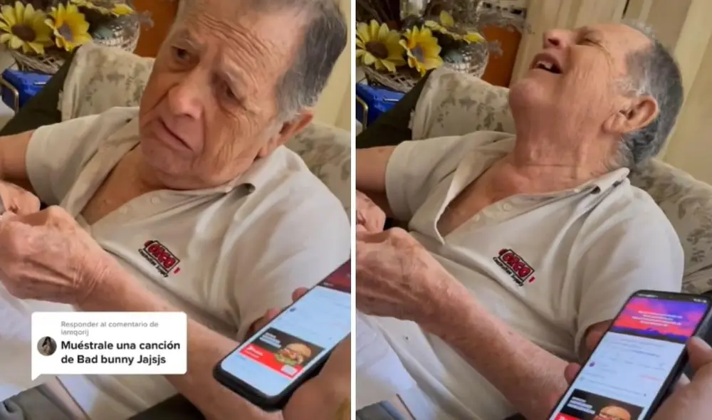 La reacción del anciano se viralizó en poco tiempo y obtuvo más de 300.000 reacciones. Foto: captura de TikTok La reacción del anciano se viralizó en poco tiempo y obtuvo más de 300.000 reacciones. Foto: captura de TikTok
