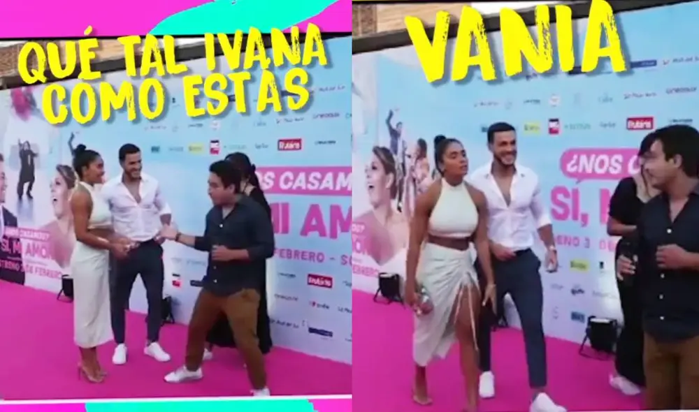 Vania Bludau desfila junto con Mario Irivarren en el avant premiere de Sí, mi amor. Foto: composición/ Instarándula