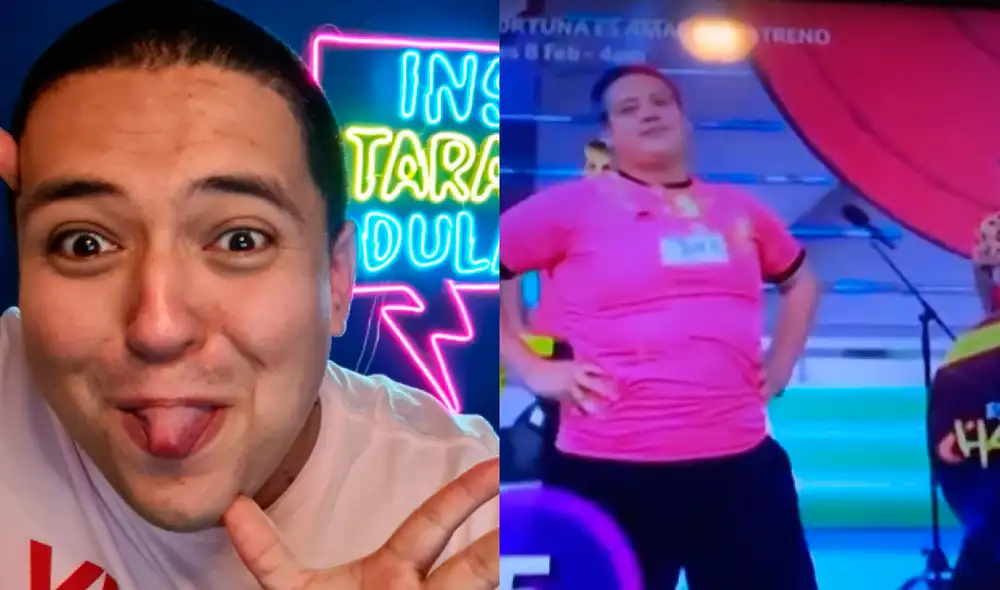 Samuel Suárez no pudo evitar reírse al ver su parecido con un concursante de Esto es Habacilar. Foto: Instarándula/Instagram