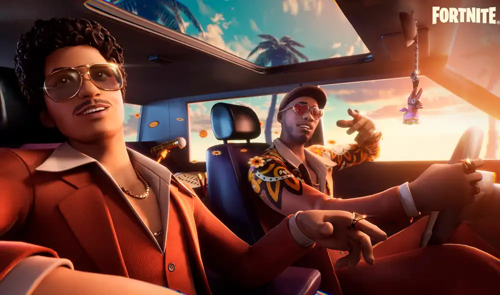 Las skins de Bruno Mars y Anderson .Paak forman se podrán conseguir gratis a través de la Copa Silk Sonic. Foto: Epic Games