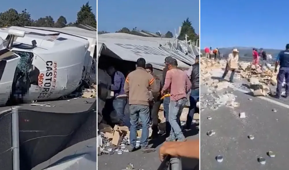 El operador de un camión de carga agonizaba dentro de lo que quedó de la cabina del vehículo que conducía. Foto: captura de video/Contexto Colima El operador de un camión de carga agonizaba dentro de lo que quedó de la cabina del vehículo que conducía. Foto: captura de video/Contexto Colima