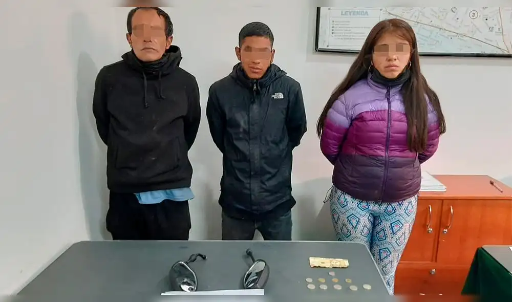 Los sujetos fueron identificados como Mishel García (27), Fernando Cotrina (43) y Everson Farfán (20). Foto: PNP