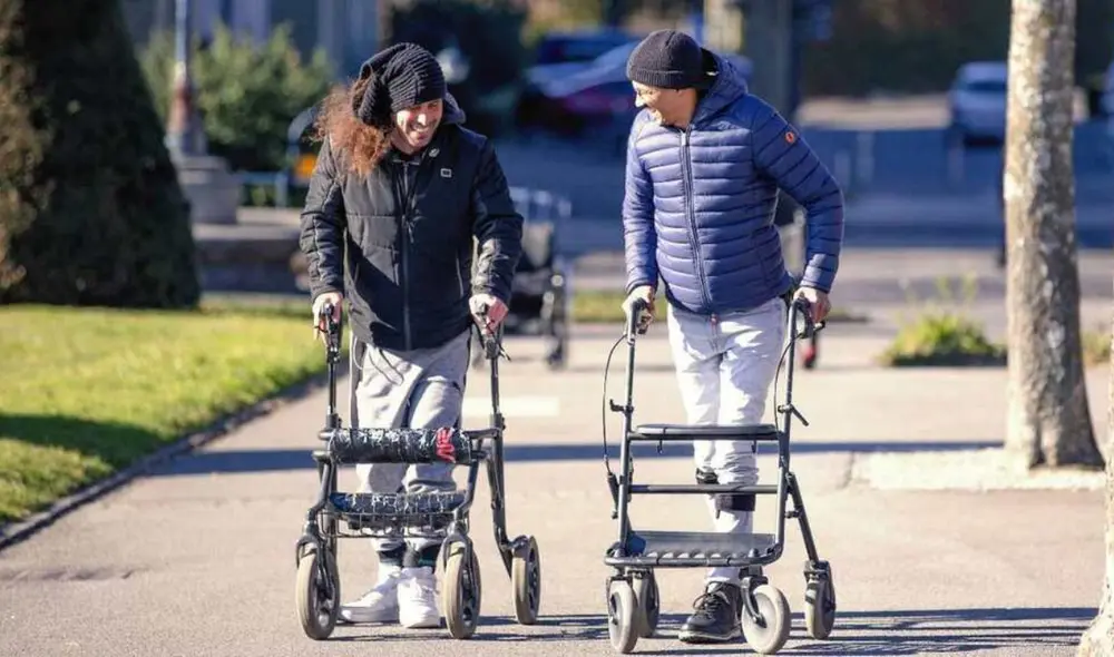 “Un día después de empezar a practicar vi que mis piernas se movían otra vez; fue una emoción muy intensa”, sostuvo Michel Rocatti, uno de los participantes en los ensayos. Foto: J. J. Ravier