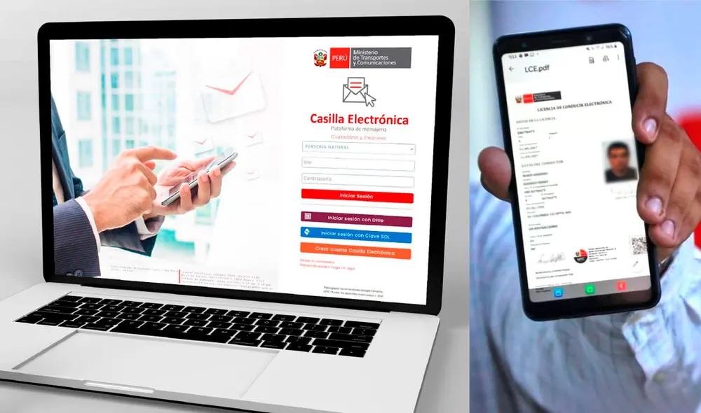La casilla electrónica es requisito para distintos trámites del MTC. Foto: composición / MTC