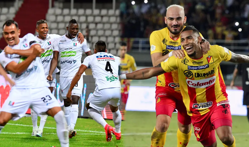 Once Caldas se mide ante Deportivo Pereira por la liga colombiana. Foto: Composición de Twitter @oncecaldas/@Corpereira.