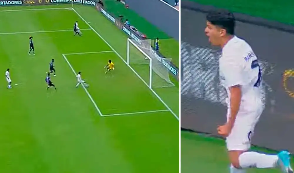 Paredes pescó un centro y sorprendió al arquero de Independiente del Valle. Foto: captura Conmebol Libertadores