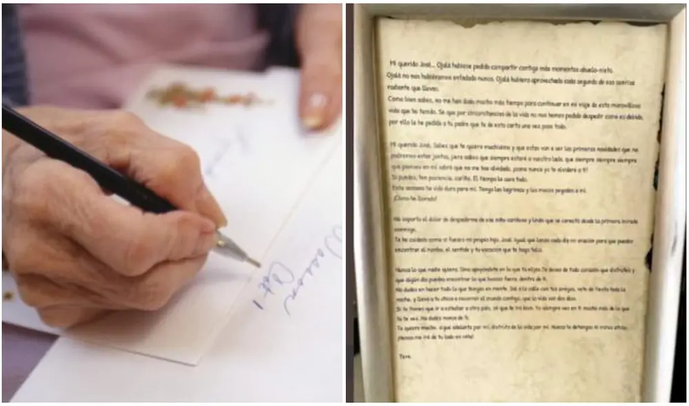 Comparte la conmovedora carta de despedida de su abuela tras fallecer y conmueve a miles. Foto: captura de Twitter.