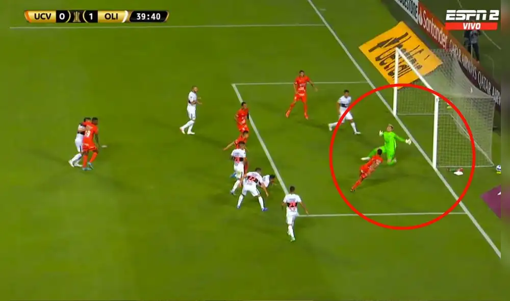 El remate de Noronha pegó en el travesaño y se perdió el empate de la Vallejo. Foto: captura ESPN