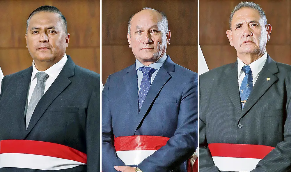 Ministro de Salud, Hernán Condori; Ministro de Transportes, Juan Francisco Silva; Ministro de Defensa, José Luis Gavidia. Foto: composición LR