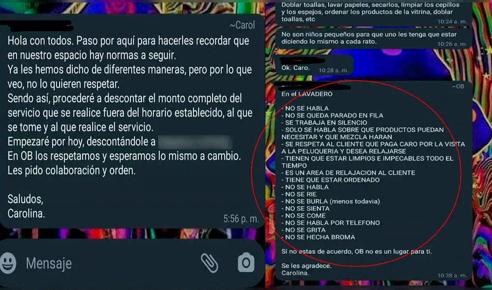 Joven estilista pide apoyo a las autoridades por haber sufrido maltrato laboral. Foto: captura / WhatsApp LR Joven estilista pide apoyo a las autoridades por haber sufrido maltrato laboral. Foto: captura / WhatsApp LR