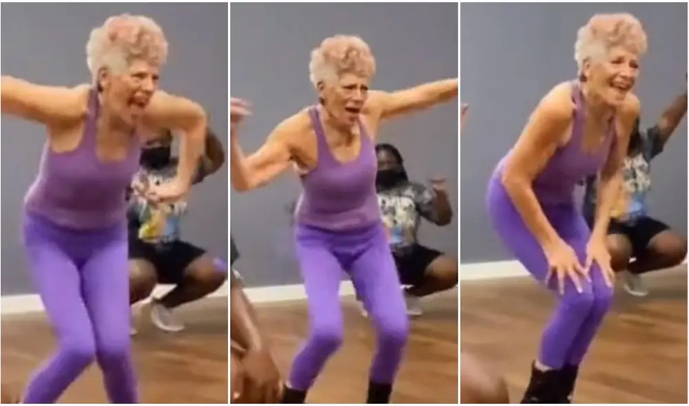Abuelita de 73 años se vuelve viral por sus espectaculares pasos de baile en una academia. Foto: captura de TikTok.