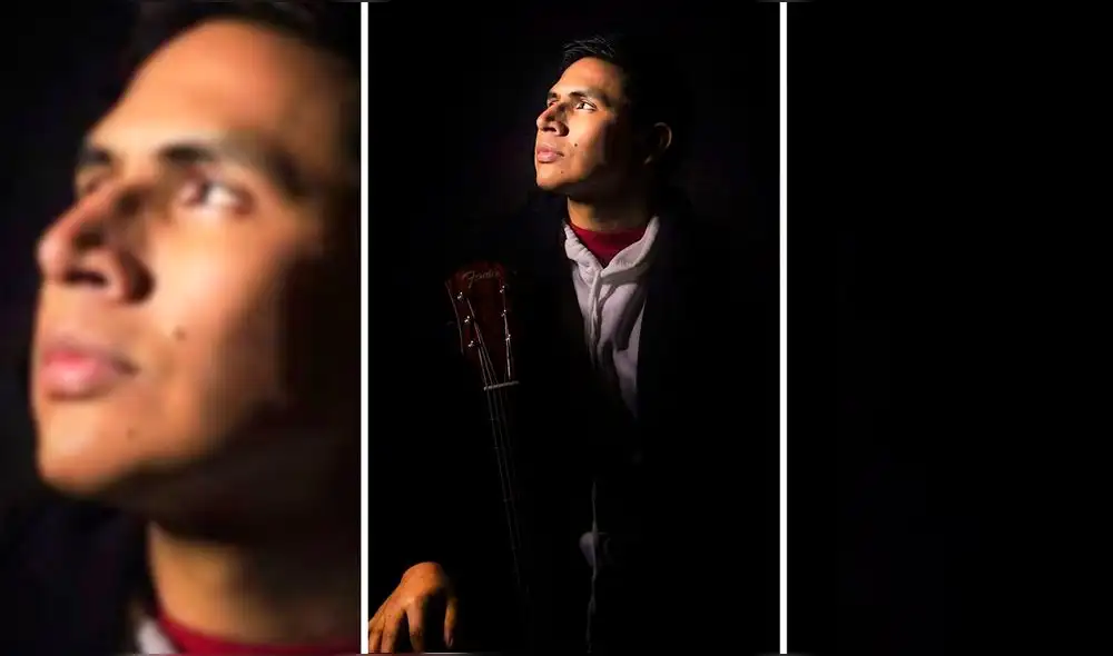 Garu, el joven que flecha al mundo con sus covers. Sus únicas armas son su voz y guitarra. Foto: Cortesía