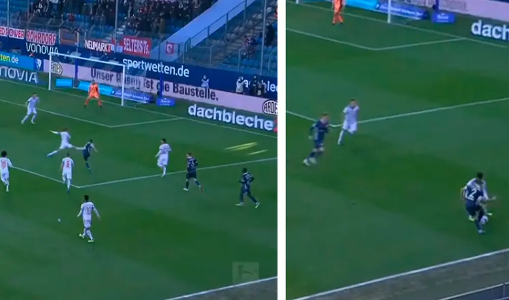 Golazo de Gamboa que decretó el 3-1 parcial del Bochum ante el Bayern Múnich. Foto: captura ESPN Golazo de Gamboa que decretó el 3-1 parcial del Bochum ante el Bayern Múnich. Foto: captura ESPN